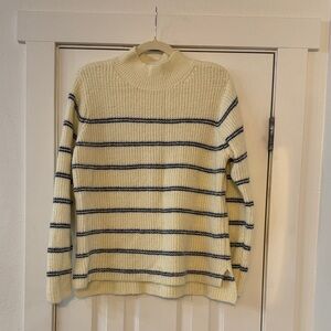 Maurices Ivory and Blue Striped Sweater